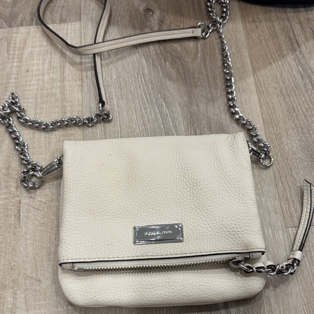 Michael Kors Off-White Crossbody Bag with Silver Accents